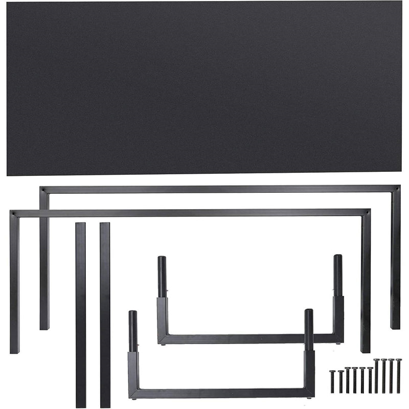 Black Metal Frame Wood Top Modern Home Office Laptop Computer Desk Writing Table