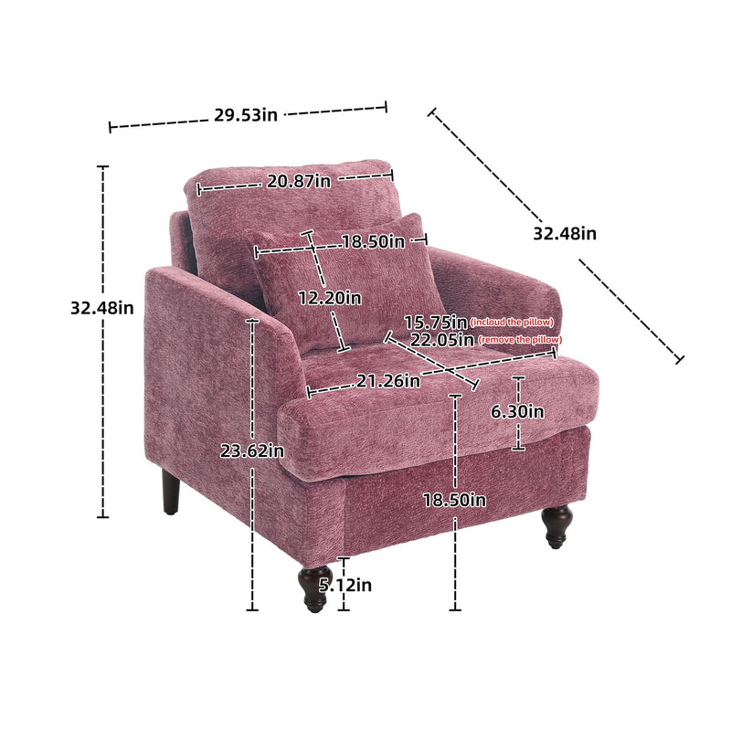 Modern Mid Century Wood Frame Armchair With Tufted Design