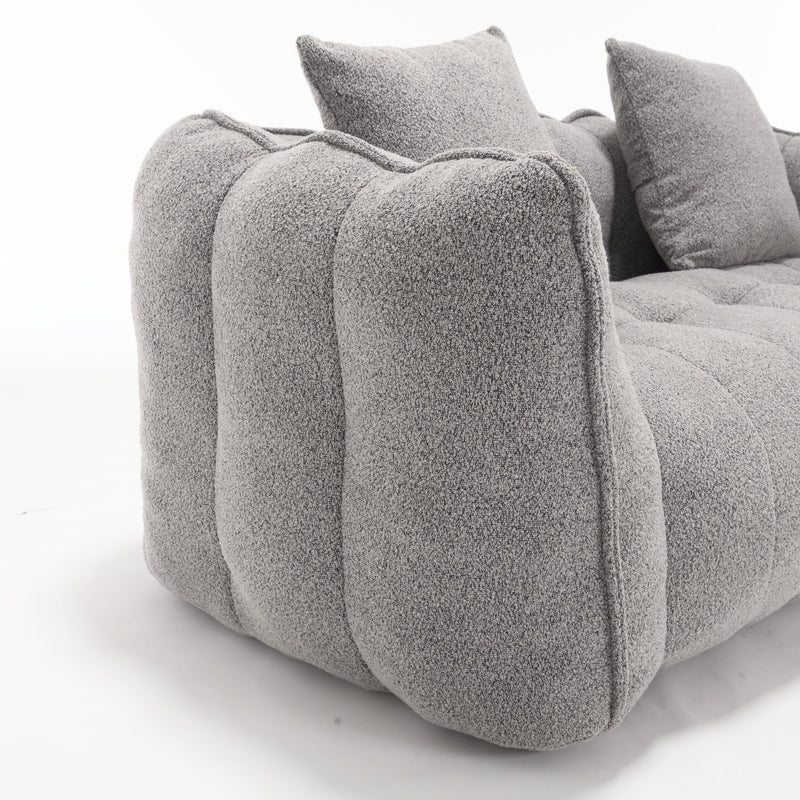 Cozy Beanbag Chair with High Resilience Foam Core for Two - Grey Chenille, 66x35x25 inches