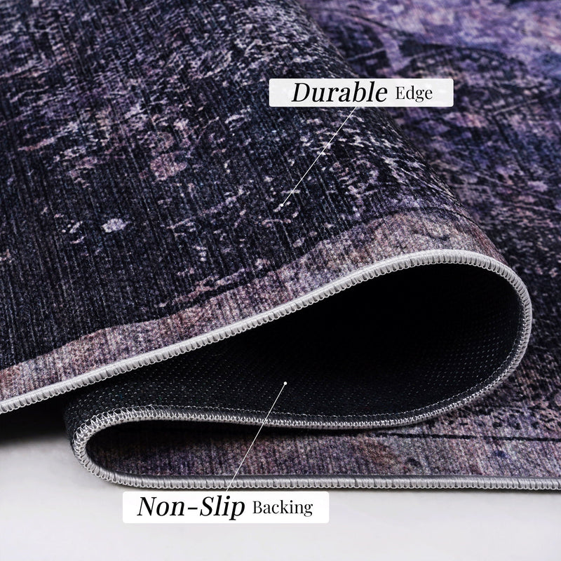 Maval - 3' X 5' Washable Area Rug - Anthracite