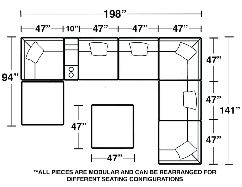 Posh - Modular Sectional And Ottoman