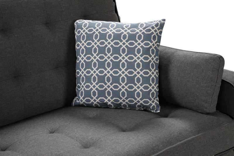 William - Sleeper Sofa With 2 USB Charging Ports And 4 Accent Pillows - Gray
