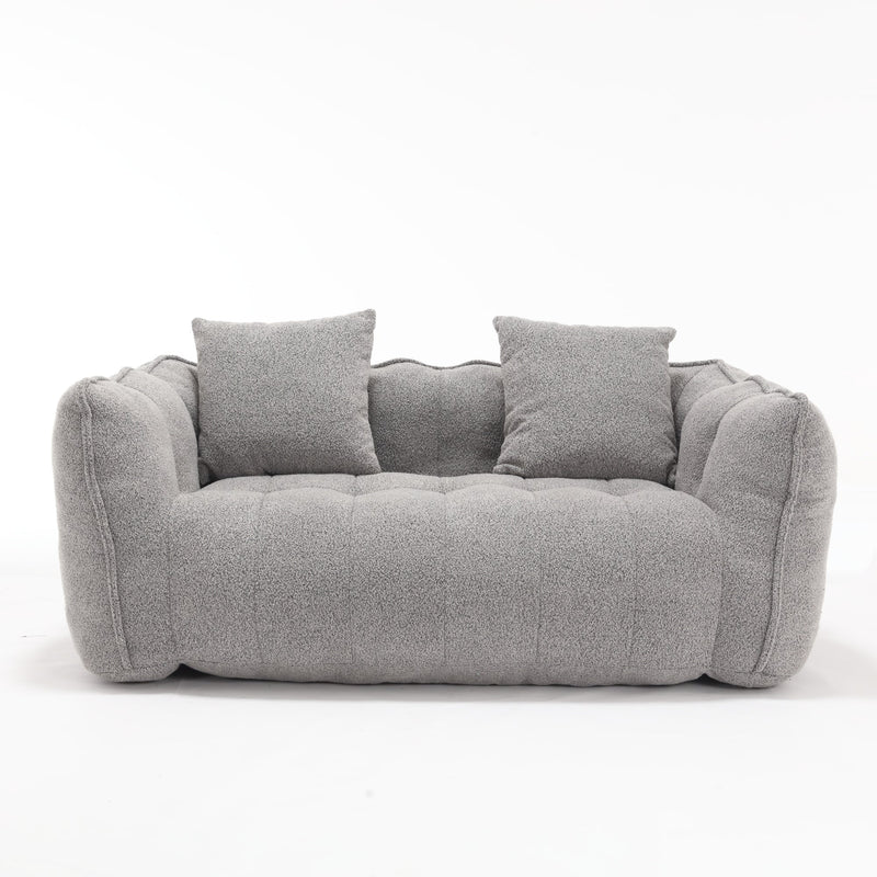 Cozy Beanbag Chair with High Resilience Foam Core for Two - Grey Chenille, 66x35x25 inches