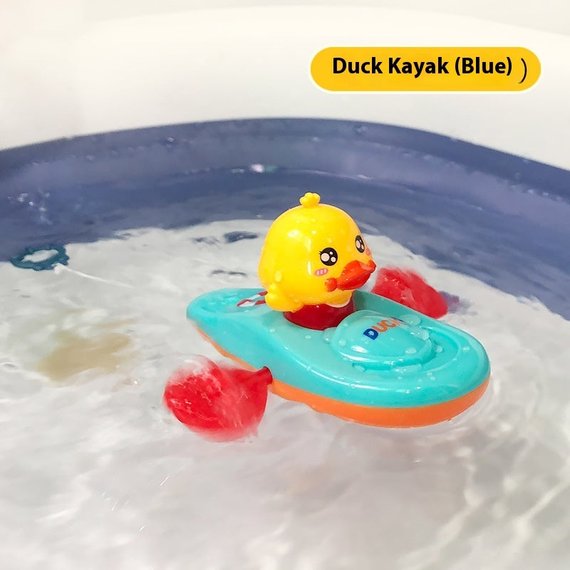 Baby Yellow Duck Playing In The Water Toy Kayaking