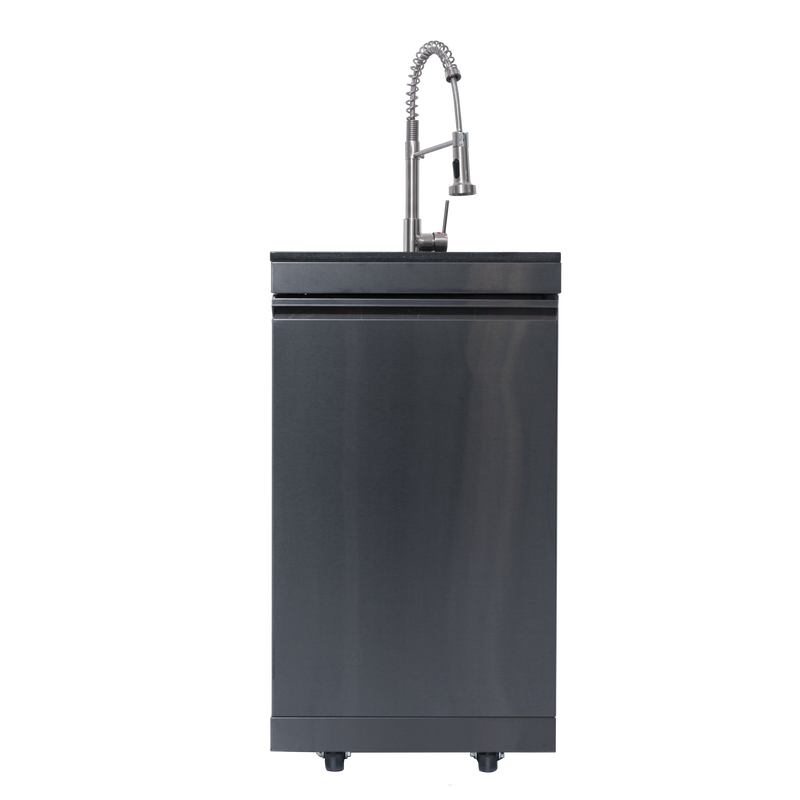 NG 85" 6-Burner 85,000 BTU Black Outdoor Kitchen Island Grill Refrigerator + Rotisserie Kit + Sink