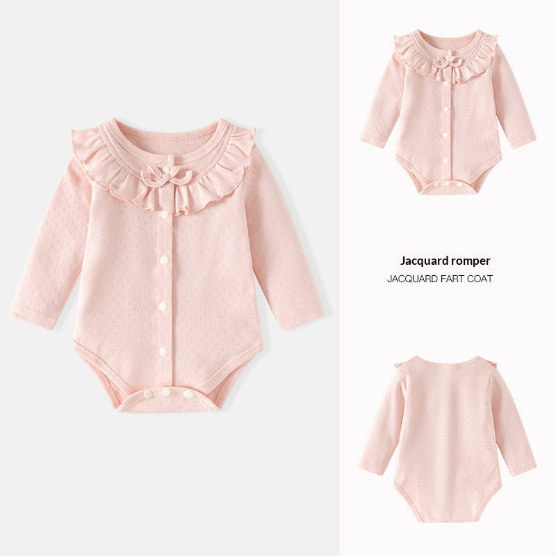 Baby Romper Sweet Jacquard Pure Cotton Crawling Suit Princess-style Clothing