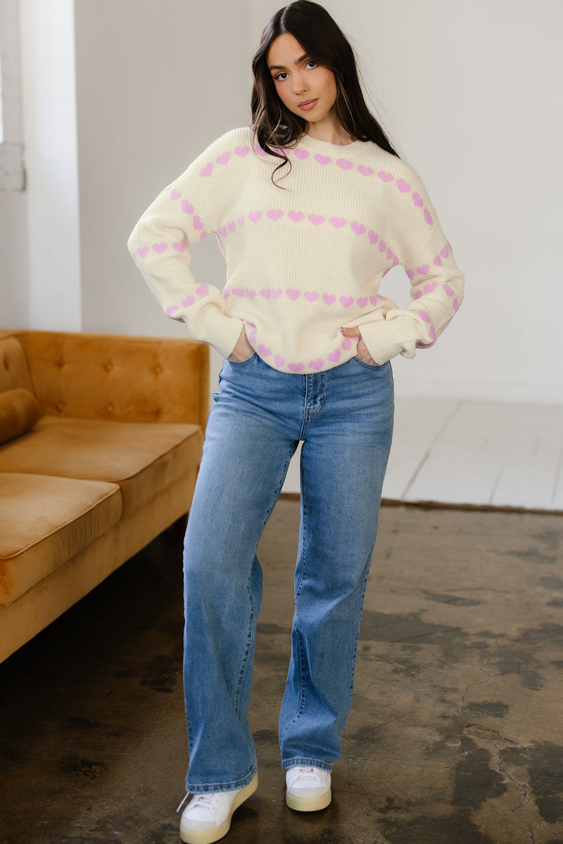 Navy Valentine Ribbed Knit Sweater