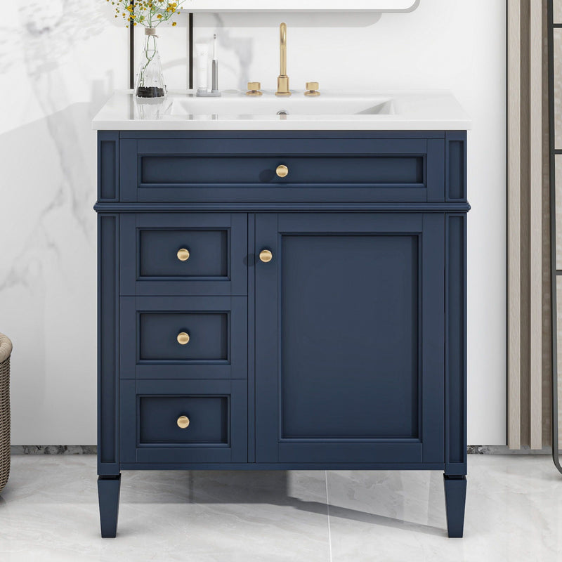 Bathroom Vanity With Top Sink, Storage Cabinet With 2 Drawers, Tip Out Drawer