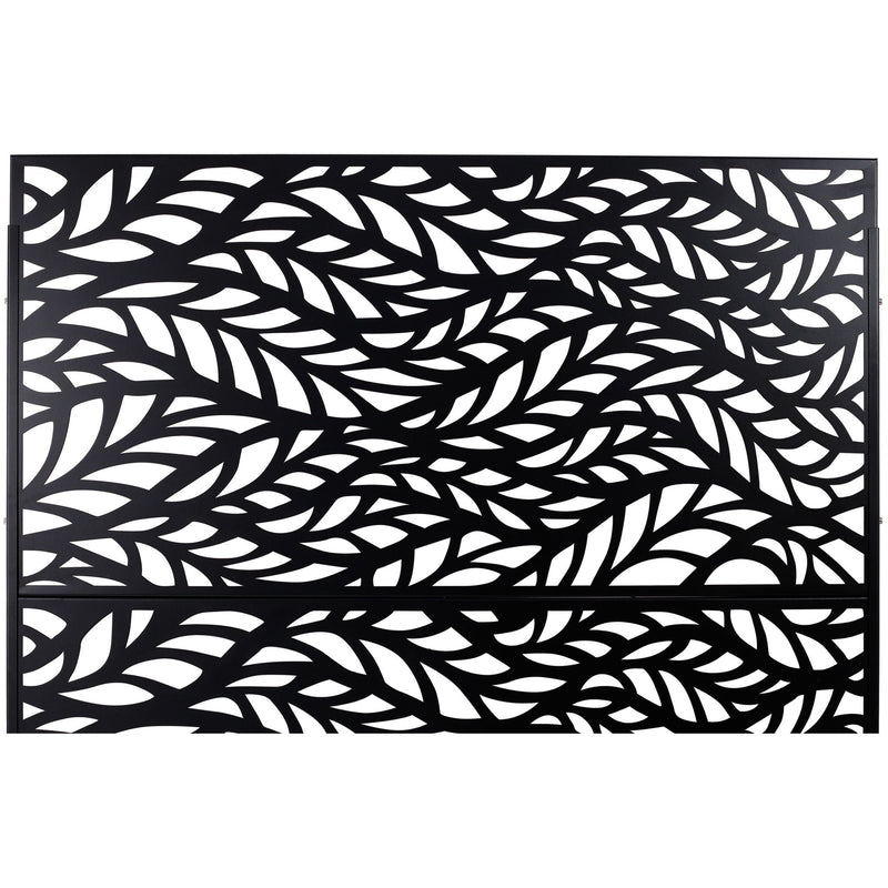 Outdoor & Indoor Privacy Screen Metal Privacy Screen, Freestanding Decorative Privacy Screen For Deck Balcony Patio - Black