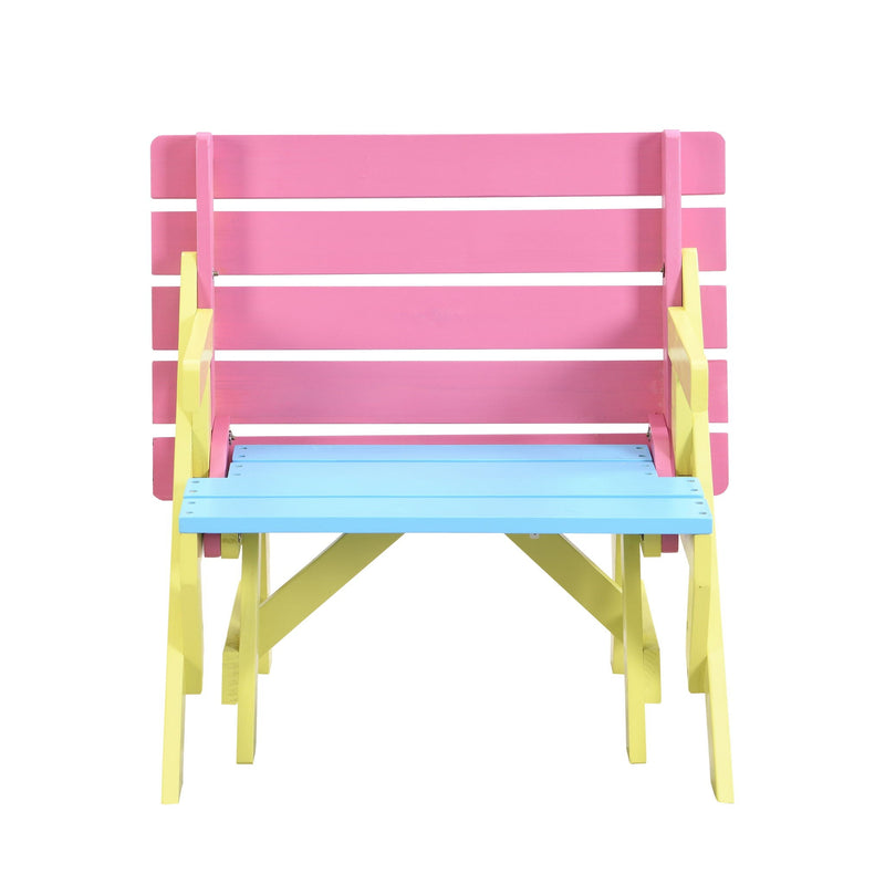Kids Multi-Functional Arm Chair, Table With 2 Benches All-In-One Set