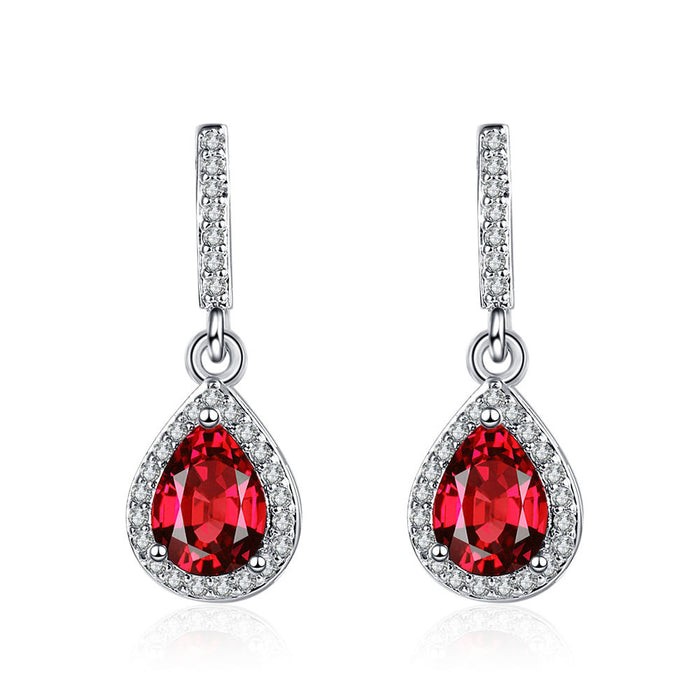 Fashion Drop Shape Ear Studs Micro Inlaid Zircon Earrings
