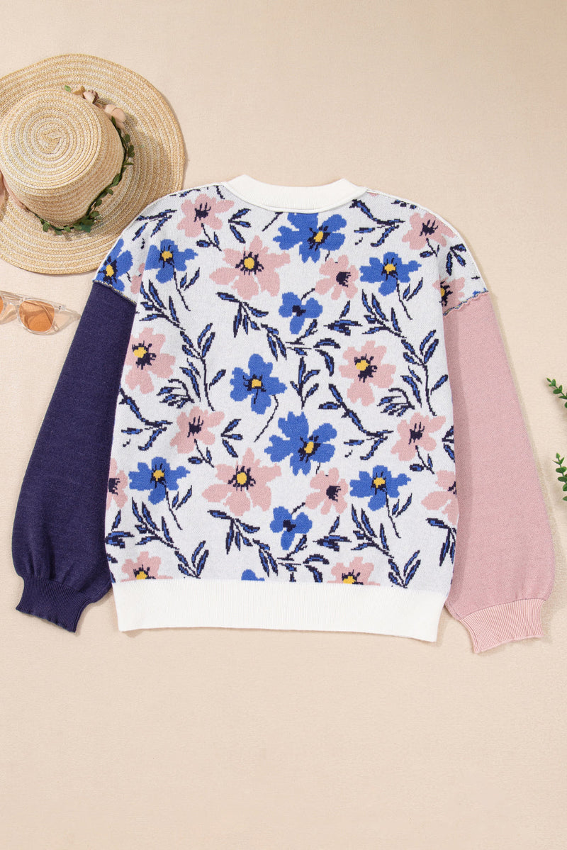Lumivita Colorblock Sleeve Patchwork Sweater