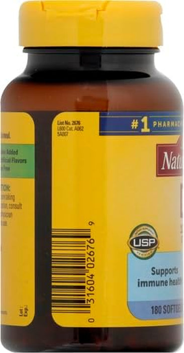 Vitamin D3 1000 IU (25 Mcg), Dietary Supplement for Bone, Teeth, Muscle and Immune Health Support, 180 Softgels, 180 Day Supply