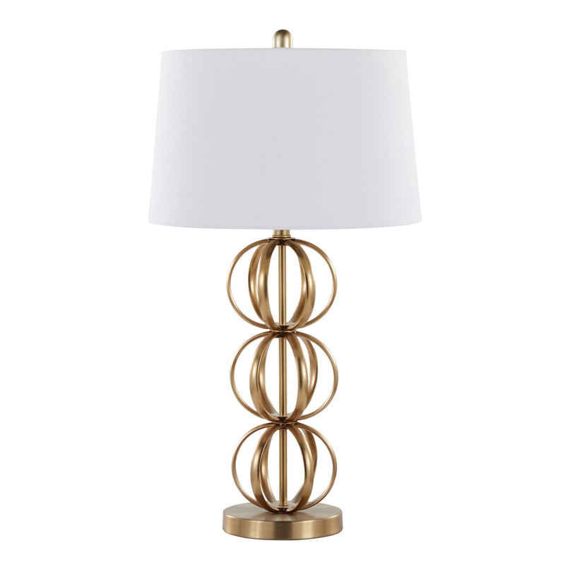 Linx 29" Contemporary Metal Table Lamp in Gold Metal and White Linen Shade - Set of 2