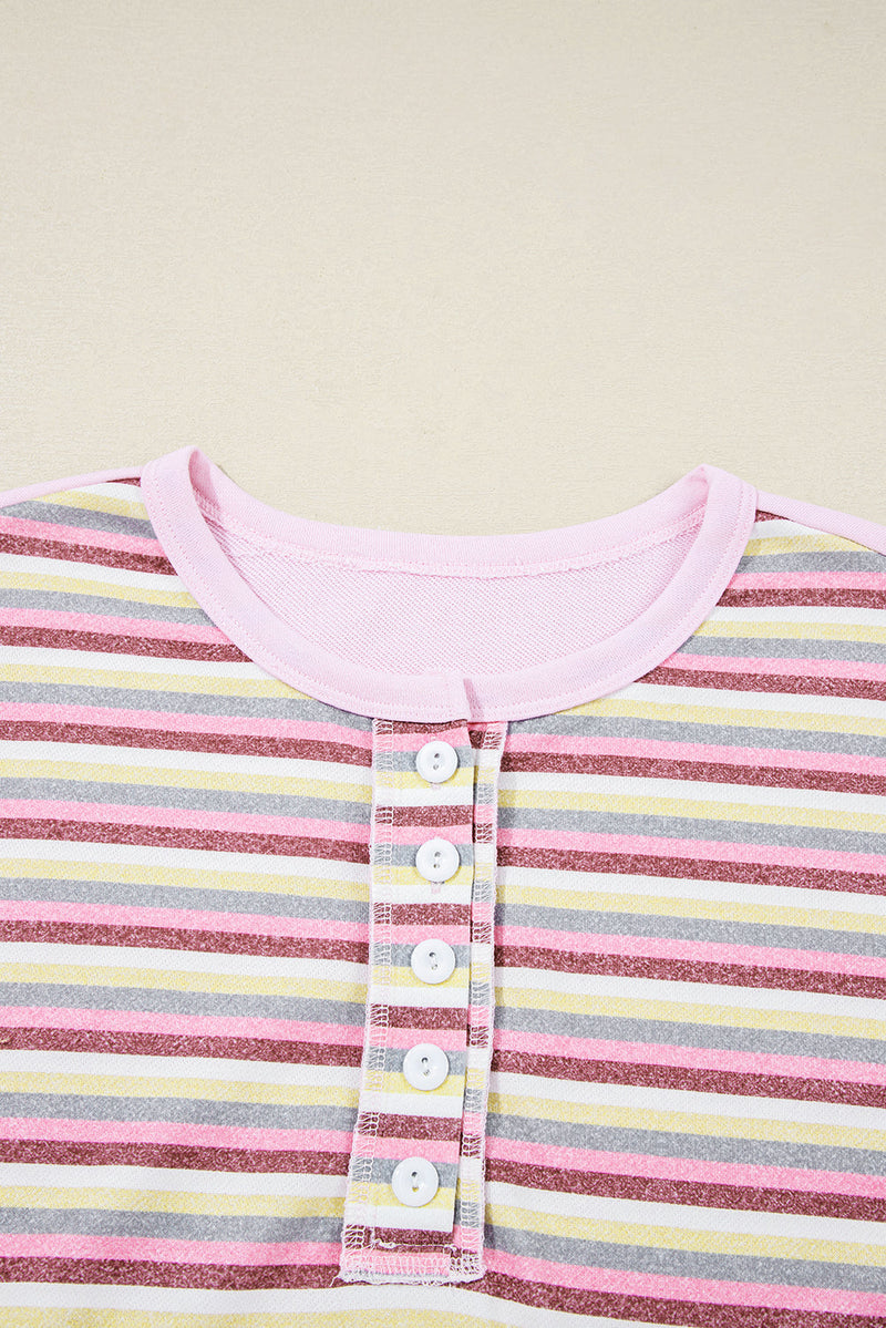 Khloe Patchwork Loose Henley Sweatshirt