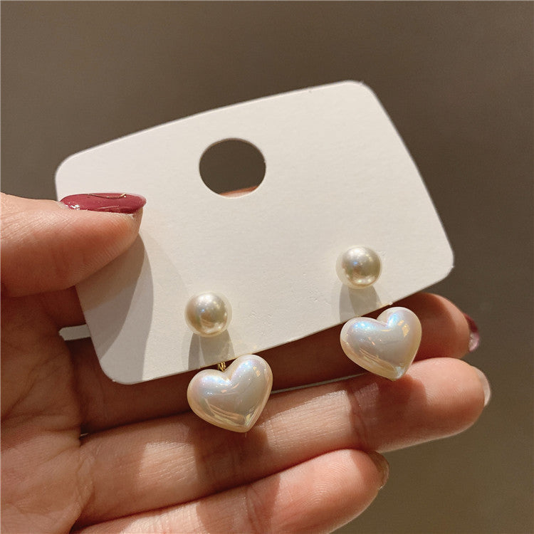 Elegant Pearl Heart Dangle Earrings