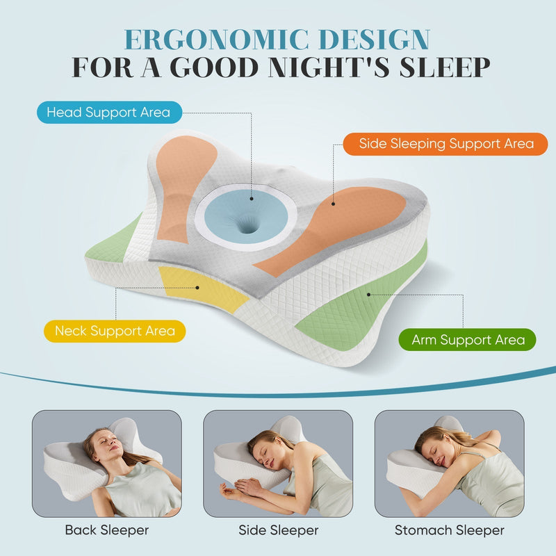 💤 Ergonomic Foam Neck Pillow – Neck Support & Spinal Alignment