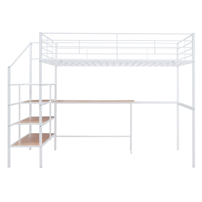 Loft Bed With Desk And Lateral Storage Ladder