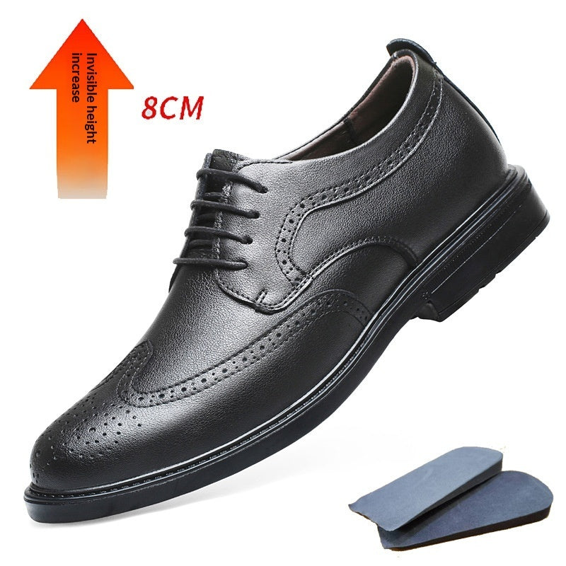 Men's Invisible Height Increasing Leather Shoes | Business Formal Elevator Shoes 6cm 8cm Lift