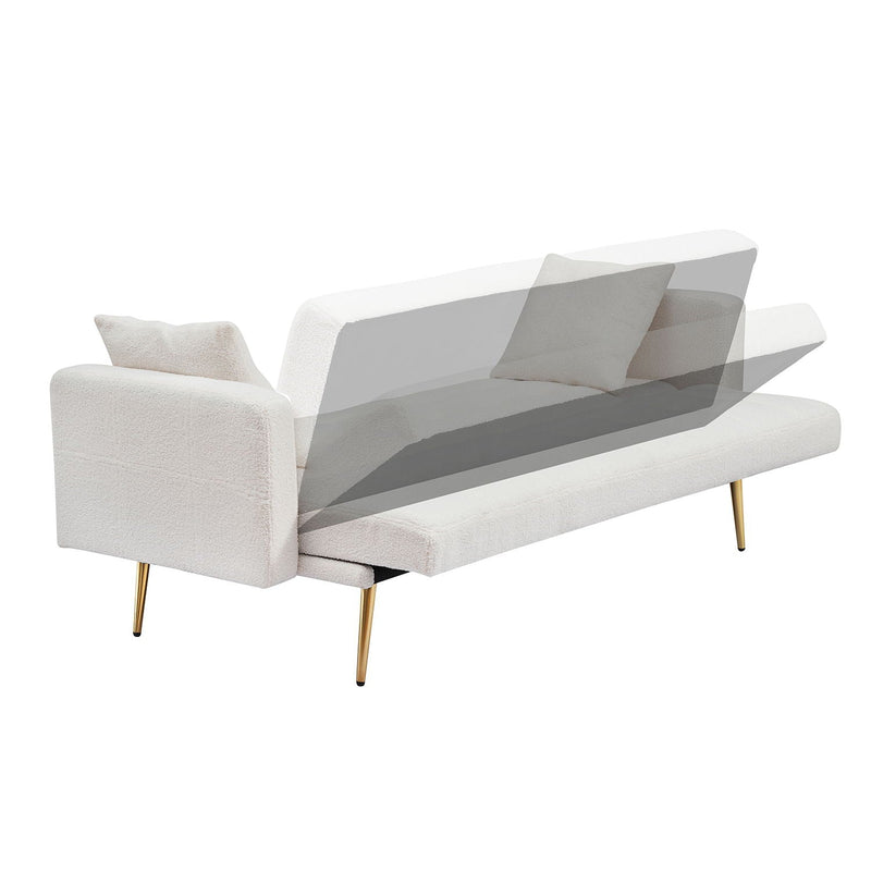 Teddy Fleece Sofa Bed With Luxurious Throw Pillows