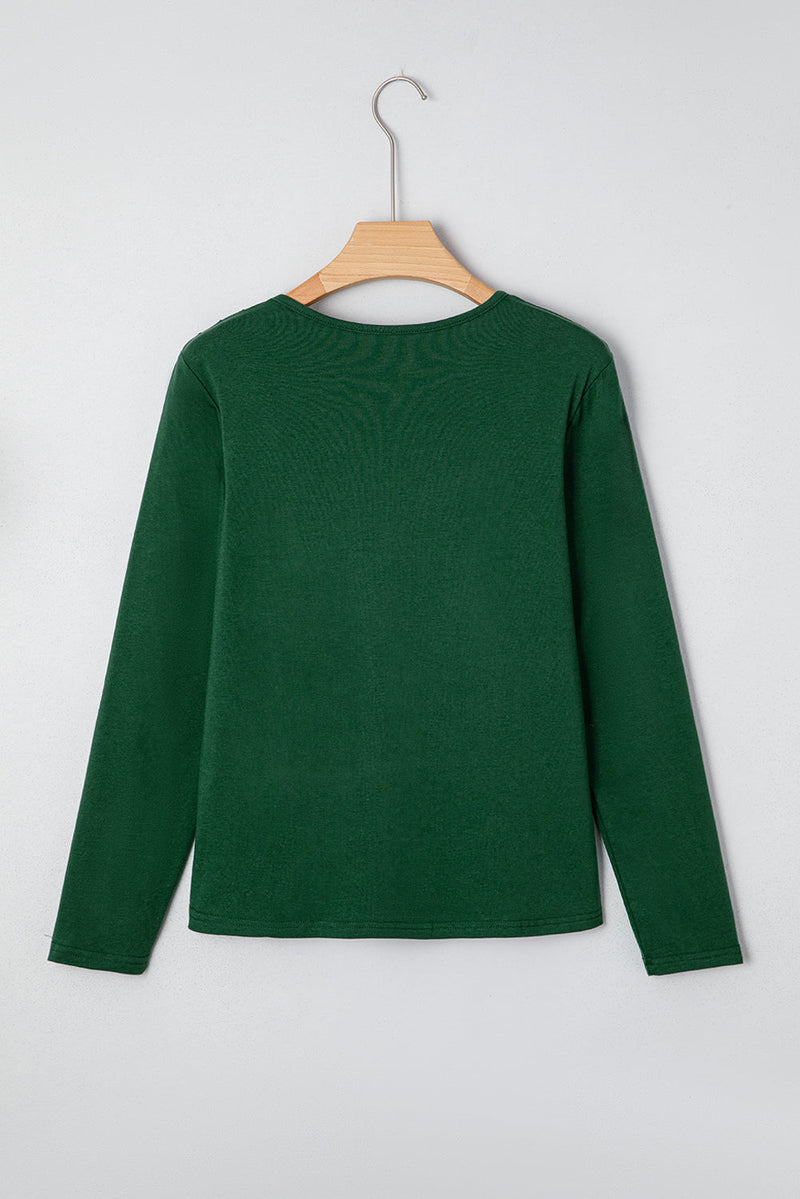 Alejandra Detail Solid Color Long Sleeve Top