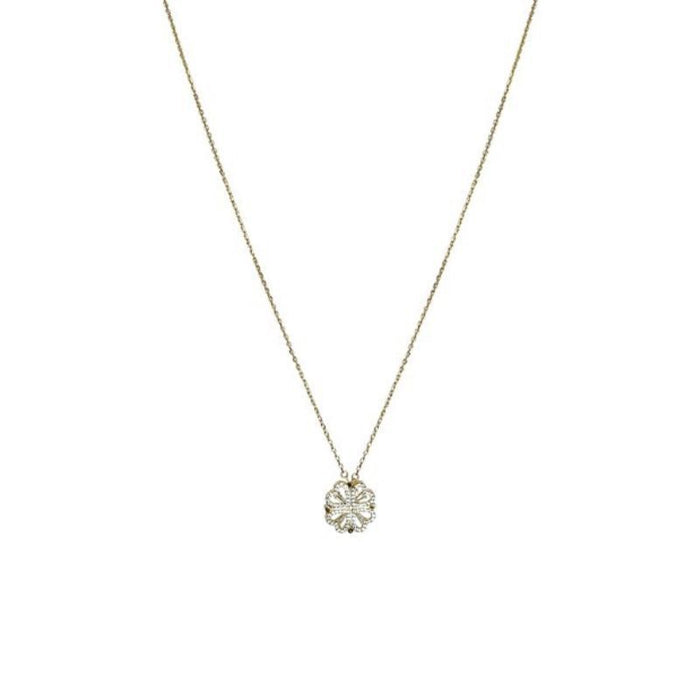 Retro Magnetic Folding Heart Shaped Four Leaf Clover Pendant Necklace Women Love Clavicle Chain Gifts Openable Choker Jewelry
