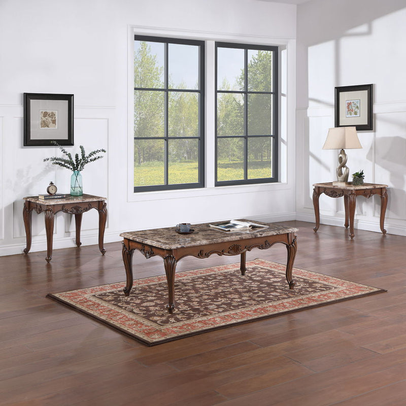 Nayla - End Table - Natural Marble Top & Cherry