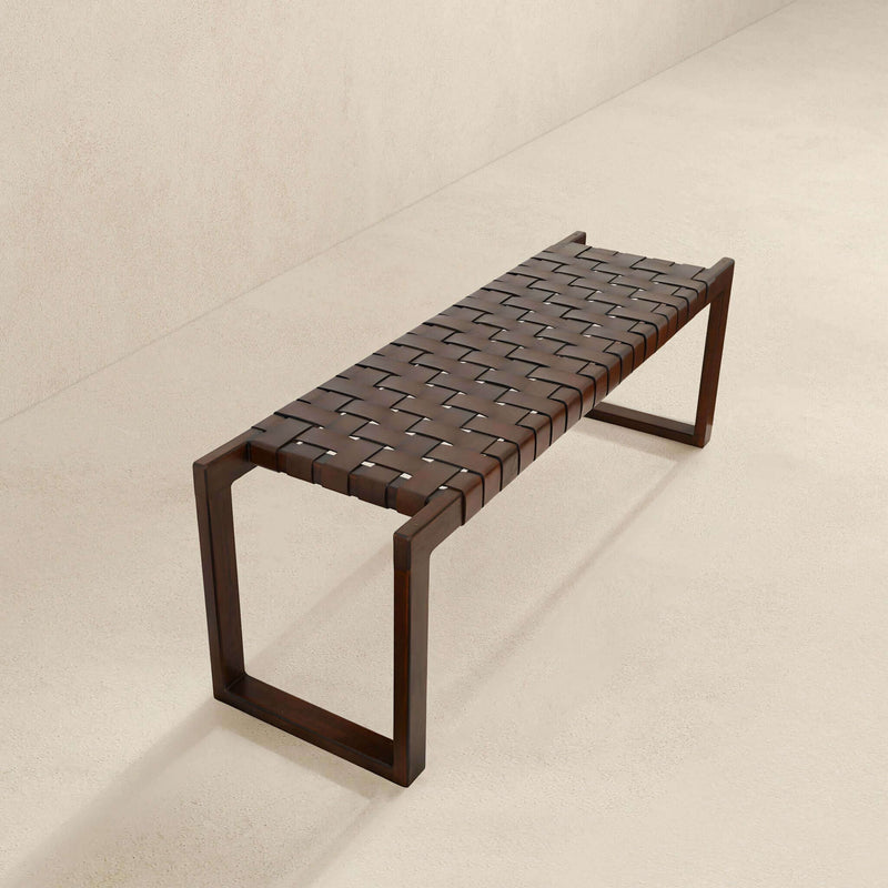 Christina - Bench - Cognac / Dark Brown / Tan