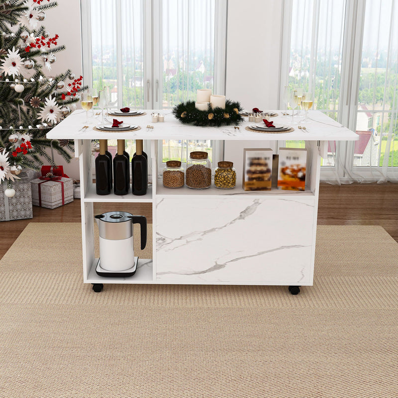 Multi Functional Folding Table With Storage Shelves And Wheels