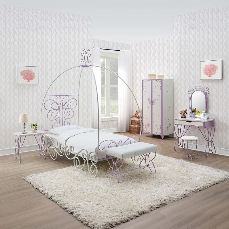 Priya II - Nightstand - White & Light Synthetic Leather Rple