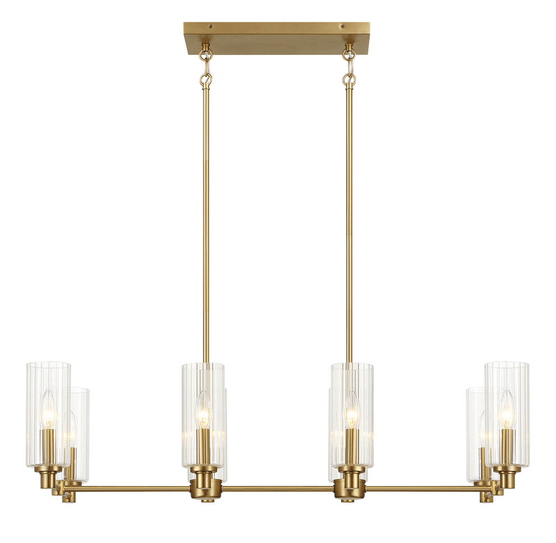 Willow Eight Lights Island Pendant Lamp - Satin Brass