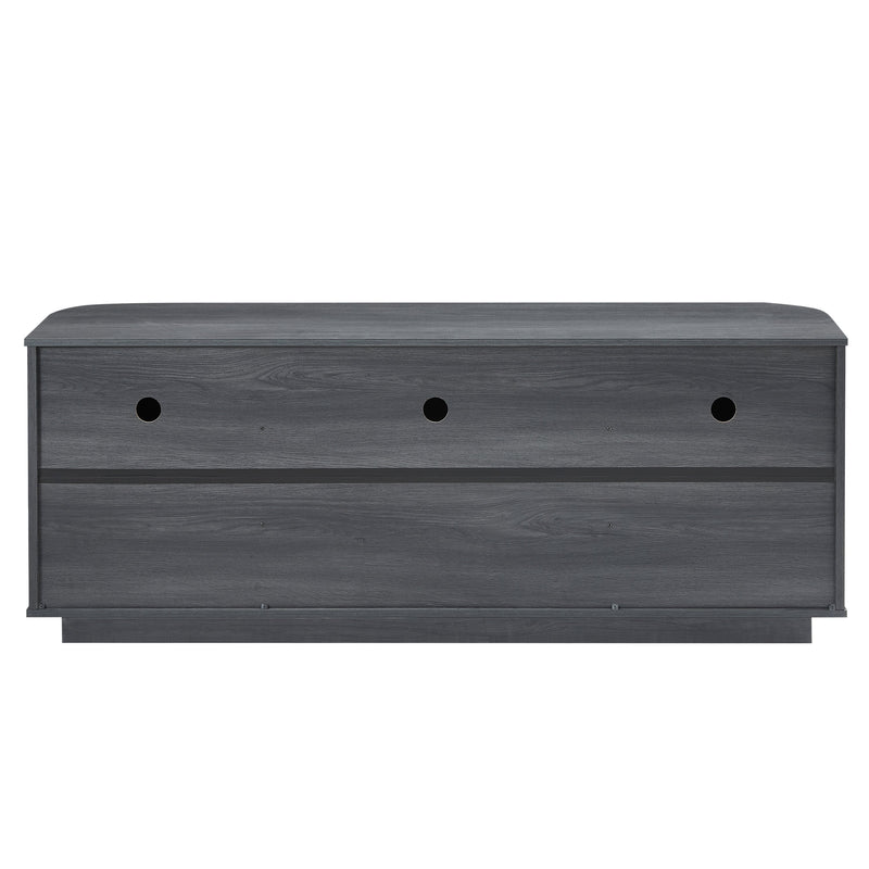 Modern 64-Inch Wavy TV Cabinet with LED Lights, Black, Particleboard and MDF, 64''W x 15''D x 24''H