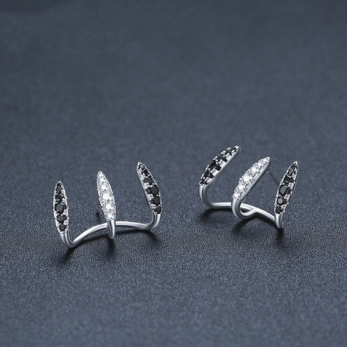 Three-claw Ear Clip Copper Simple Zircon Earrings