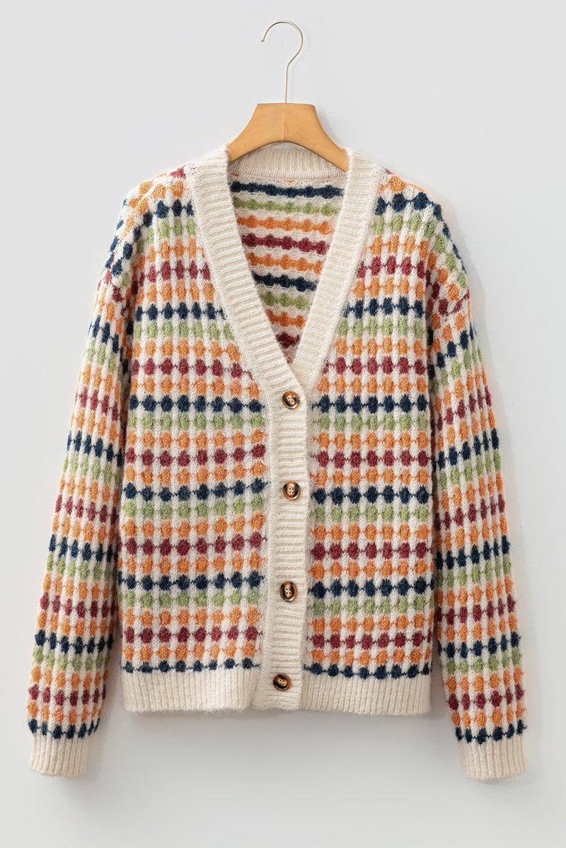 Seraxie Pattern Knit Front Sweater