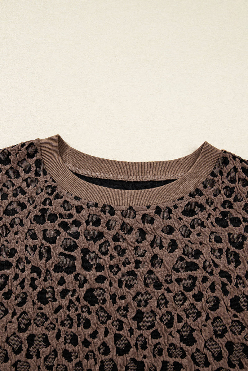 Annie Ribbed Trim Leopard Top