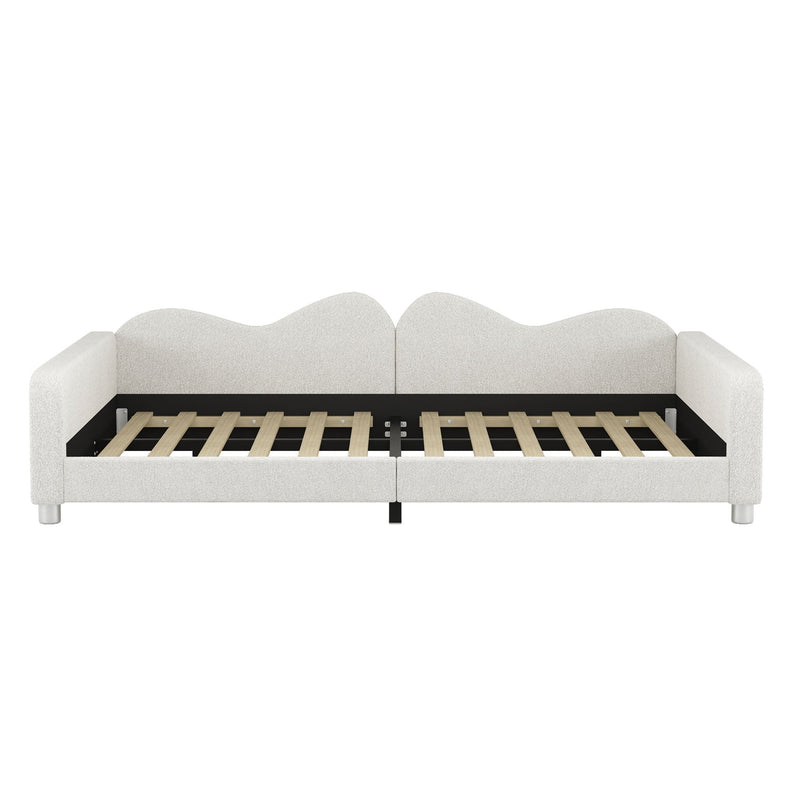 Upholstered Daybed, Sherpa Fabric Sofabed With Cloud-Shaped Backrest