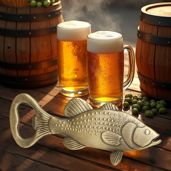 Creative Sea Bass Bottle Opener With Velvet Bag , Exclusive Gift For Fishing Enthusiasts, Bar Tool For Beer Enthusiasts, Ideal For Home And Bar Use, Novel Bar Accessories For Opening Beer
