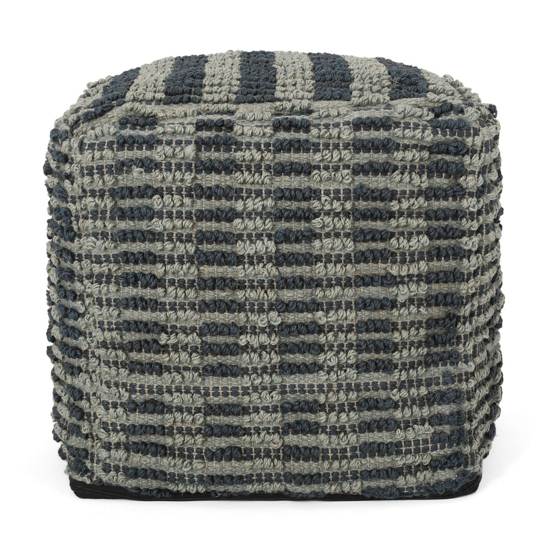 Walle - Fabric Square Pouf Ottoman And Floor Cushion Teal - Blue
