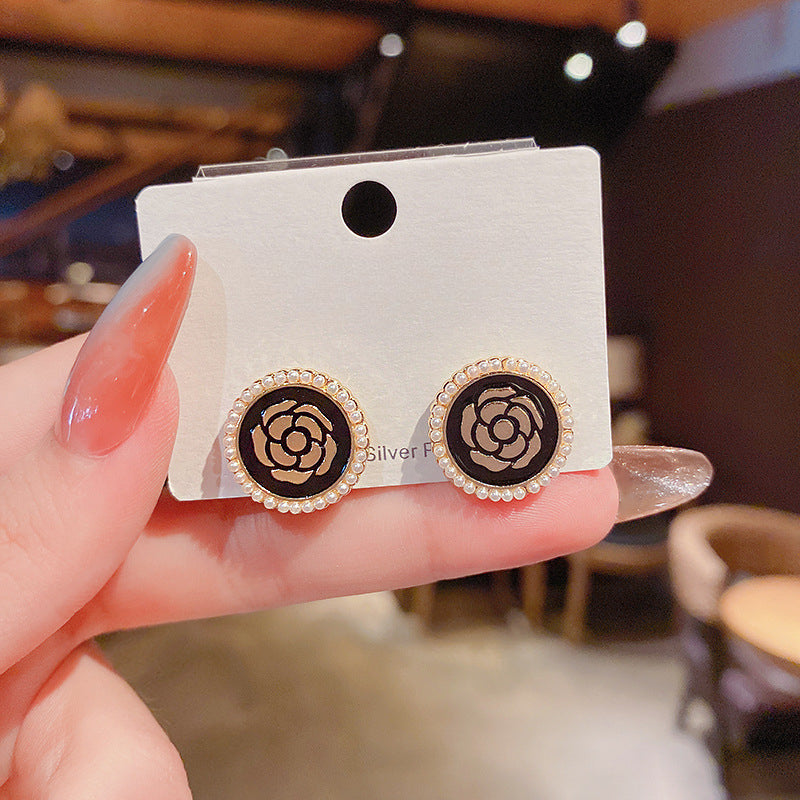 Pearl Rose Flower Earrings for Women