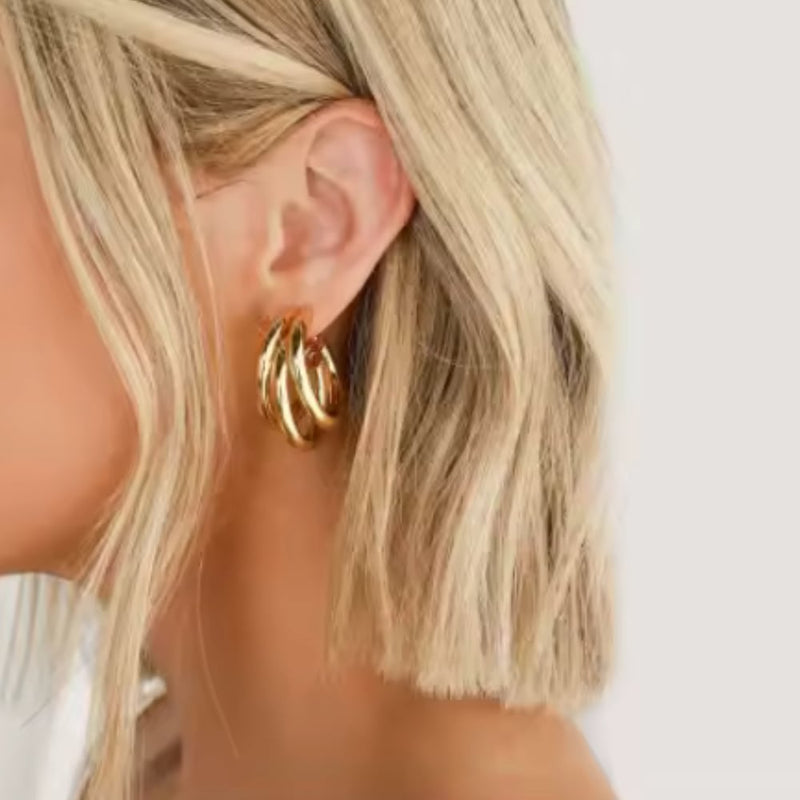 Serenity Triple Hoops Trio Huggie Hoop Earrings