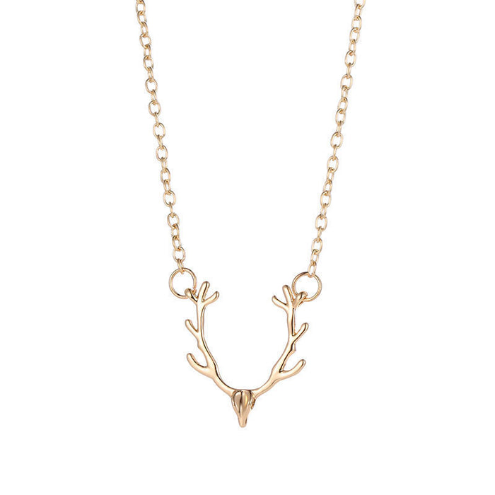 Christmas Small Antlers Deer Head Elk Necklace