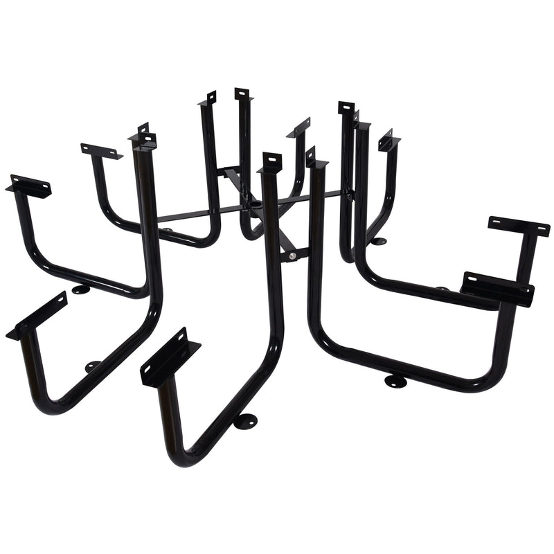 Square Outdoor Steel Picnic Table, With Umbrella Pole