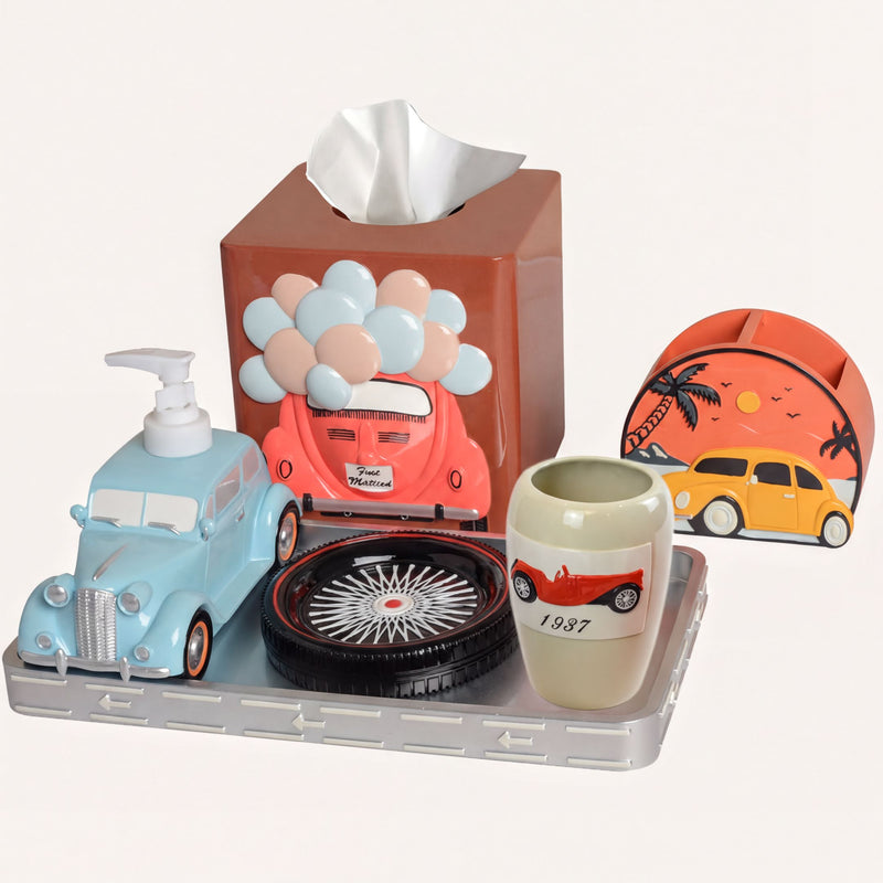 Bathroom Accessory Set – Racer Collection | Stylish Polyresin Bath Décor Set of 6
