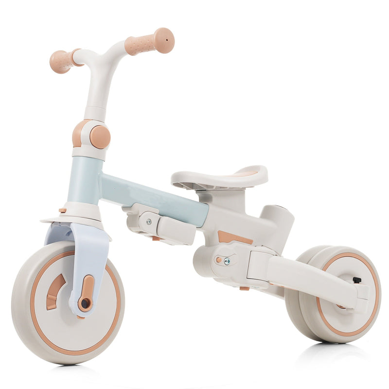 7 in 1 Baby Tricycle, Foldable Toddler Tricycle with Removable and Adjustable Parent Handle, Toddler Push Bike with Removable Pedal, Canopy, and Guardrail, Tricycle for 12-72 Months, blue