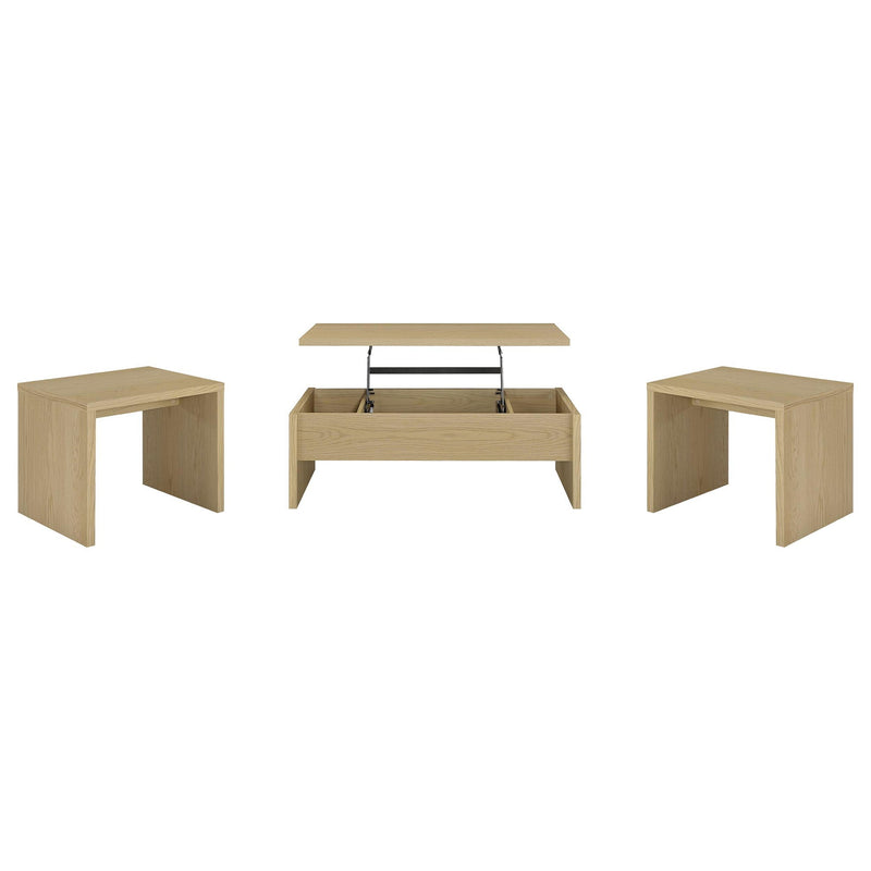 Canoga 3-piece Lift Top Cocktail Coffee Table Set Light Oak