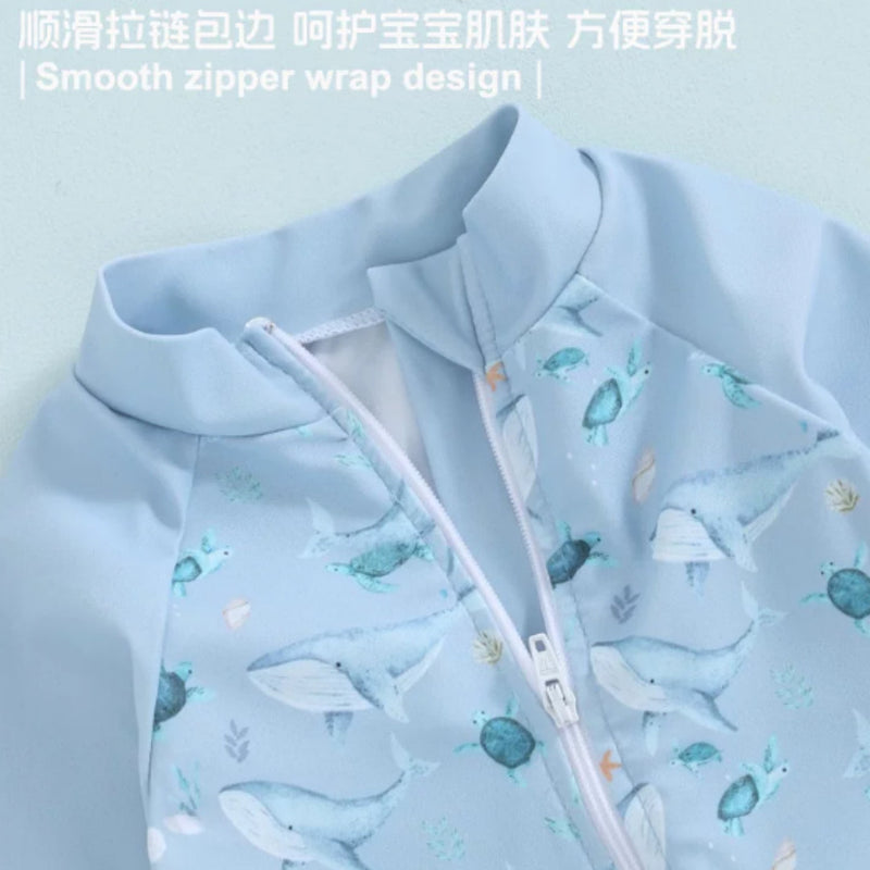 Baby Long-sleeved Onesie Swimsuit With Sun Protection for Boys And Girls