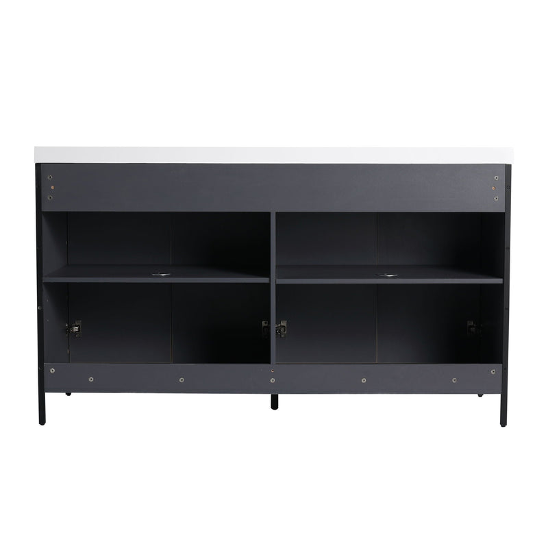 Contemporary Freestanding Bathroom Vanity With Adjustable Shelves