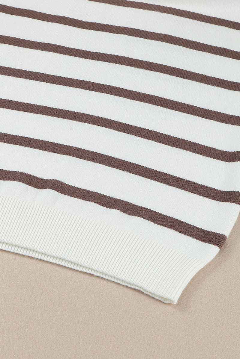 Iris Striped Zip Collared Loose Sweater Mini Dress