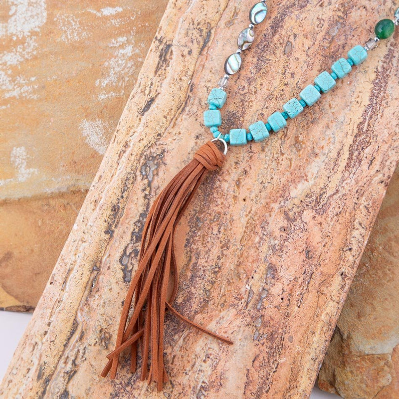 Abalone and Magnesite Tassel Necklace
