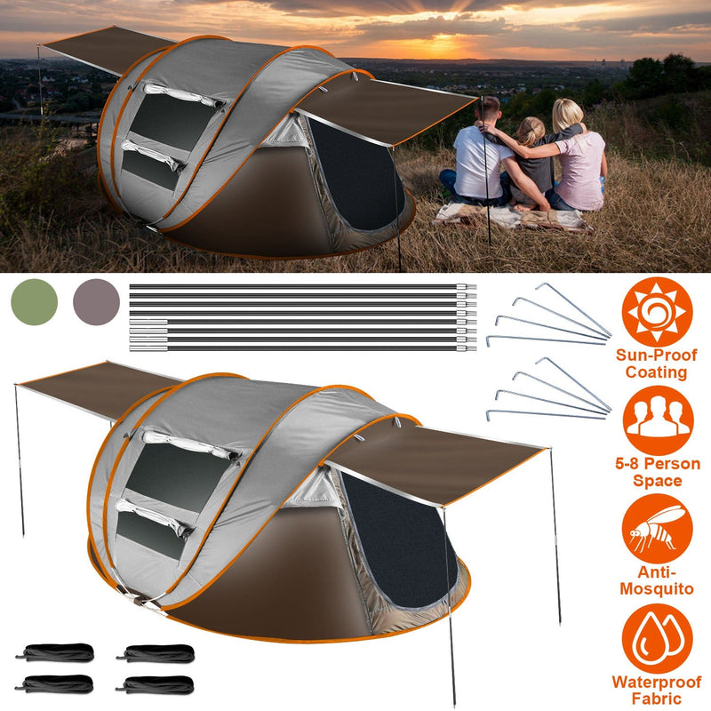 3-4 Person Pop Up Tent Automatic Setup Camping Tent Waterproof Instant Setup Tent with 2 Mosquito Net Windows Carrying Bag for Hiking Climbing Adventu